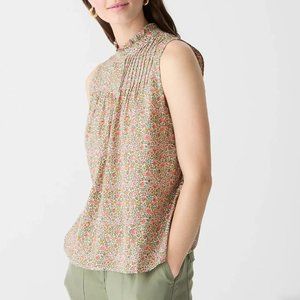J. CREW Pintuck Cotton Poplin Top Scattered Blooms Pink {M51}